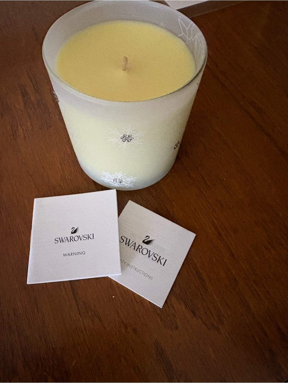 Swarovski Frosted Snowflake Candle - Pale Yellow